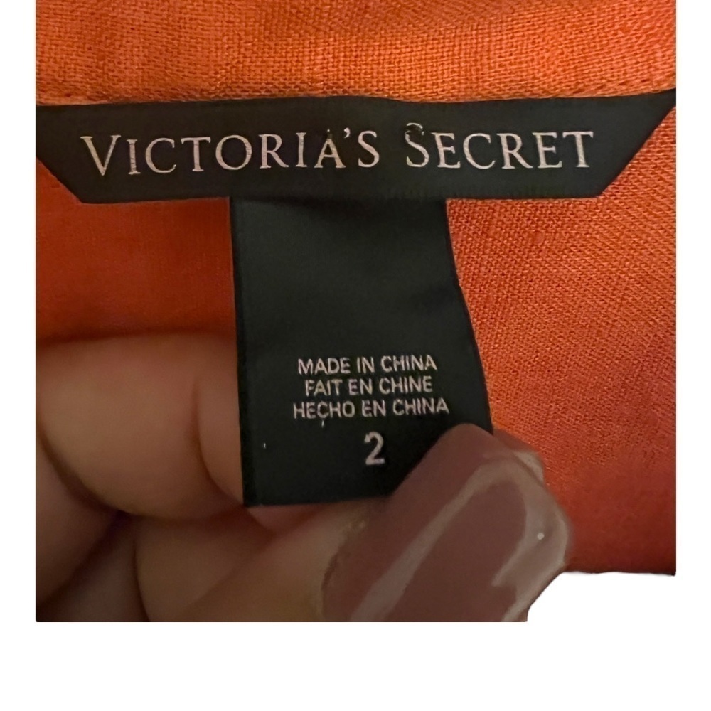Victoria's Secret Linen Coral Romper Size 2 - Picture 4 of 7